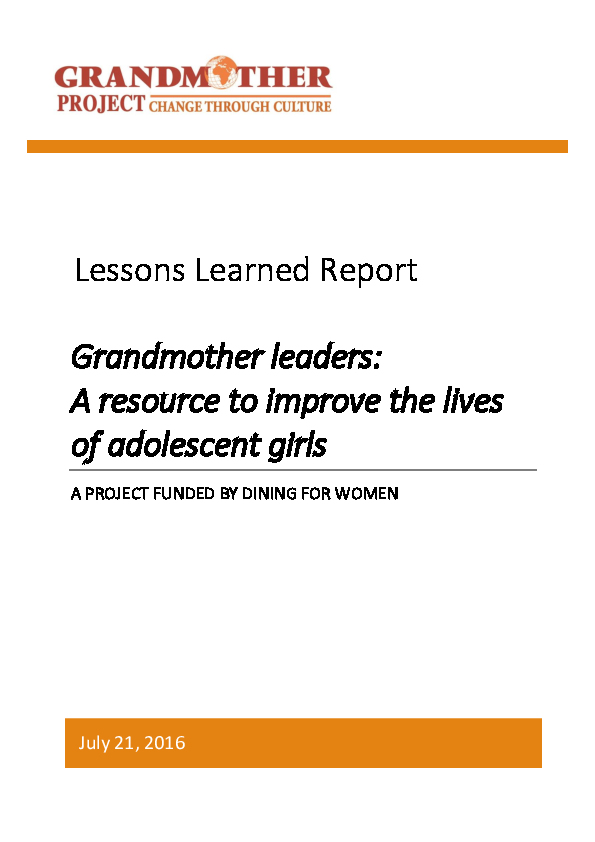 Grandmother Leaders: A Resource to Improve the Lives of Adolescent Girls